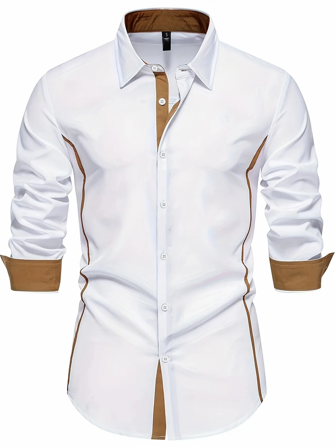 

Мужская рубашка с длинным рукавом европейского размера, новый крой, мужская однотонная деловая рубашка с длинным рукавом, английская хлопковая мужская офисная рубашка