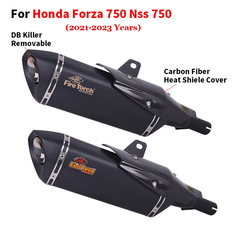 

Slip On For Honda Forza750 Forza NSS 750 2021-2023 Motorcycle Exhaust Escape Mid Link Pipe With Carbon Fiber Heat Shield Muffler