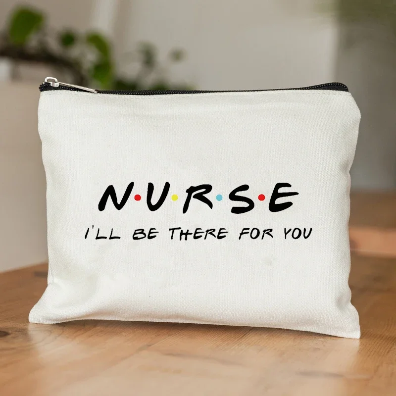 ممرضة هدية سستة حقيبة قماش قنب لطيف القهوة طباعة حقيبة مستحضرات تجميل المنظم المحمولة حقيبة مستحضرات التجميل خفيفة الوزن تخزين الحقيبة المنظم