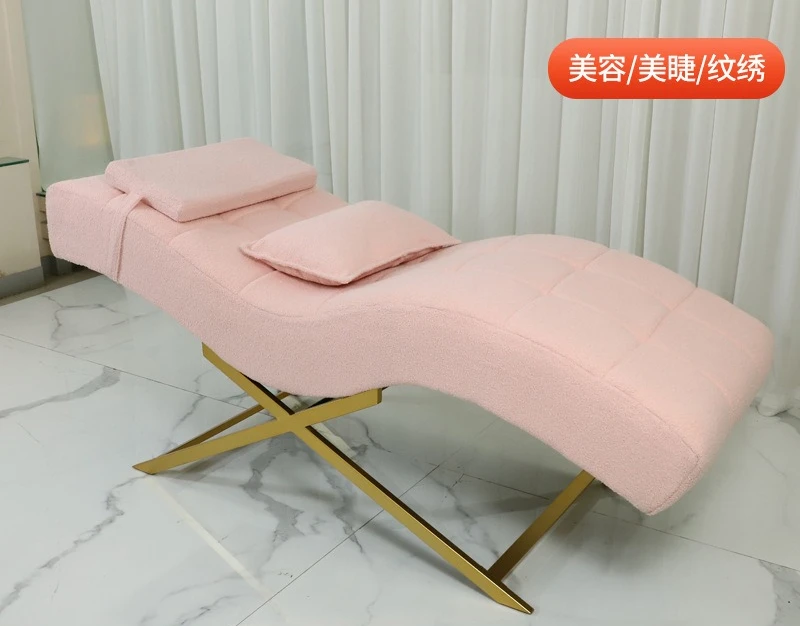 high-end beauty salon special spa eyelash bed curved S-shaped massage embroidery body massage bed