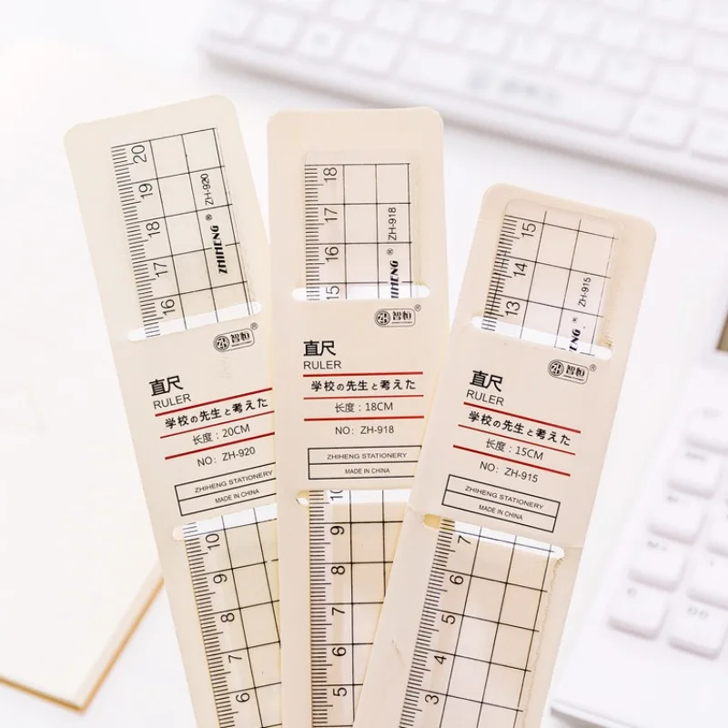 Simple Style Plastic Transparent Ruler 15cm 18cm 20cm Ruler with Scale Learn Stationery School Drawing Supplies Items