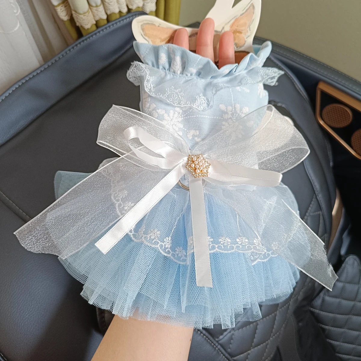 

Свадебная юбка Princ Sle для домашних животных Голубая тюлевая юбка с дизайном вальса Летняя тонкая юбка Одежда для собак Dr Pet