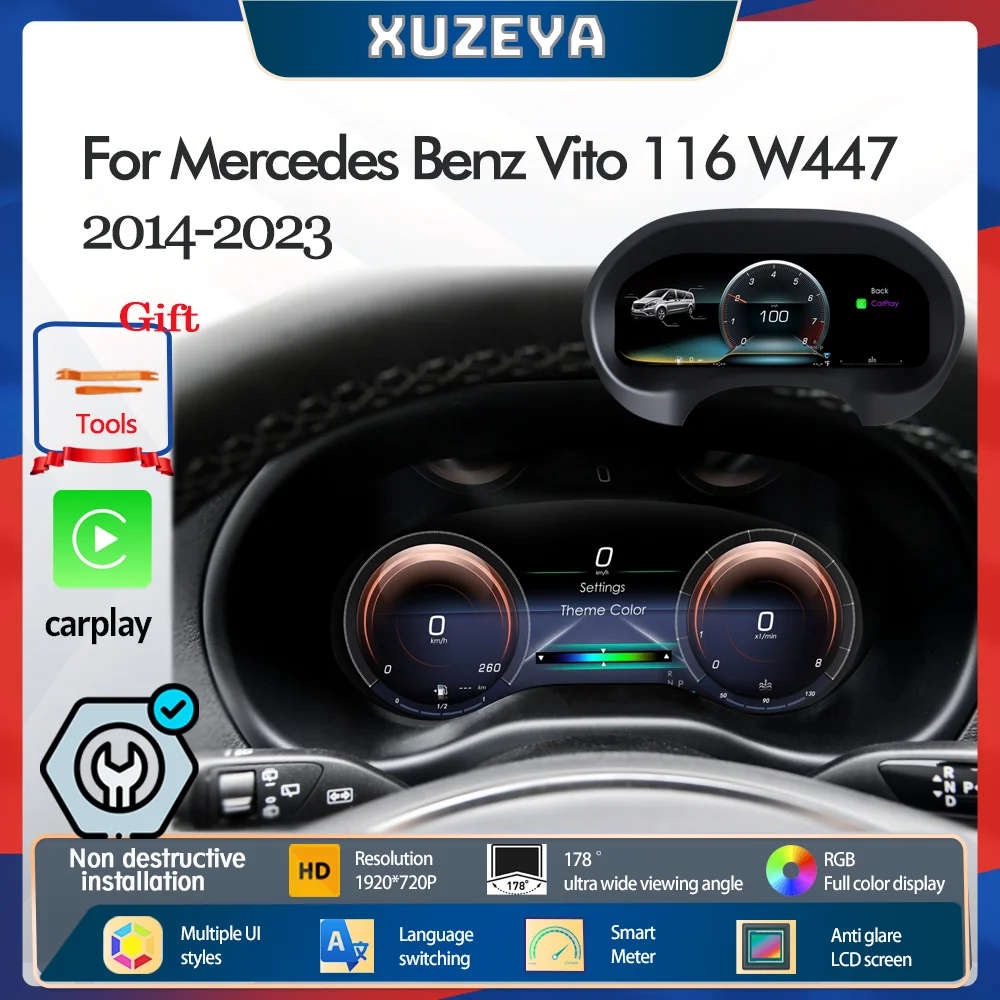 For Mercedes Benz Vito 116 W447 2014-2023 12.3''  Digital LCD Dashboard Cluster instrument Cockpit speedometer