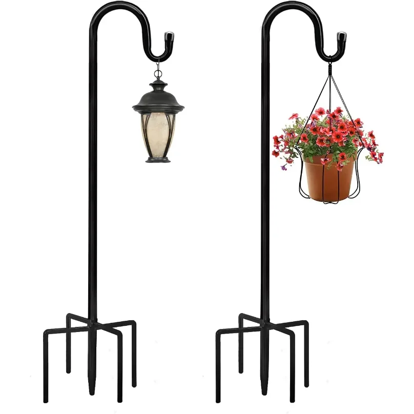 Shepherd Hooks 48 Inches High Adjustable Rust Resistant Shepards Hooks for Outdoor Solar Lights Lanterns Flower Basket