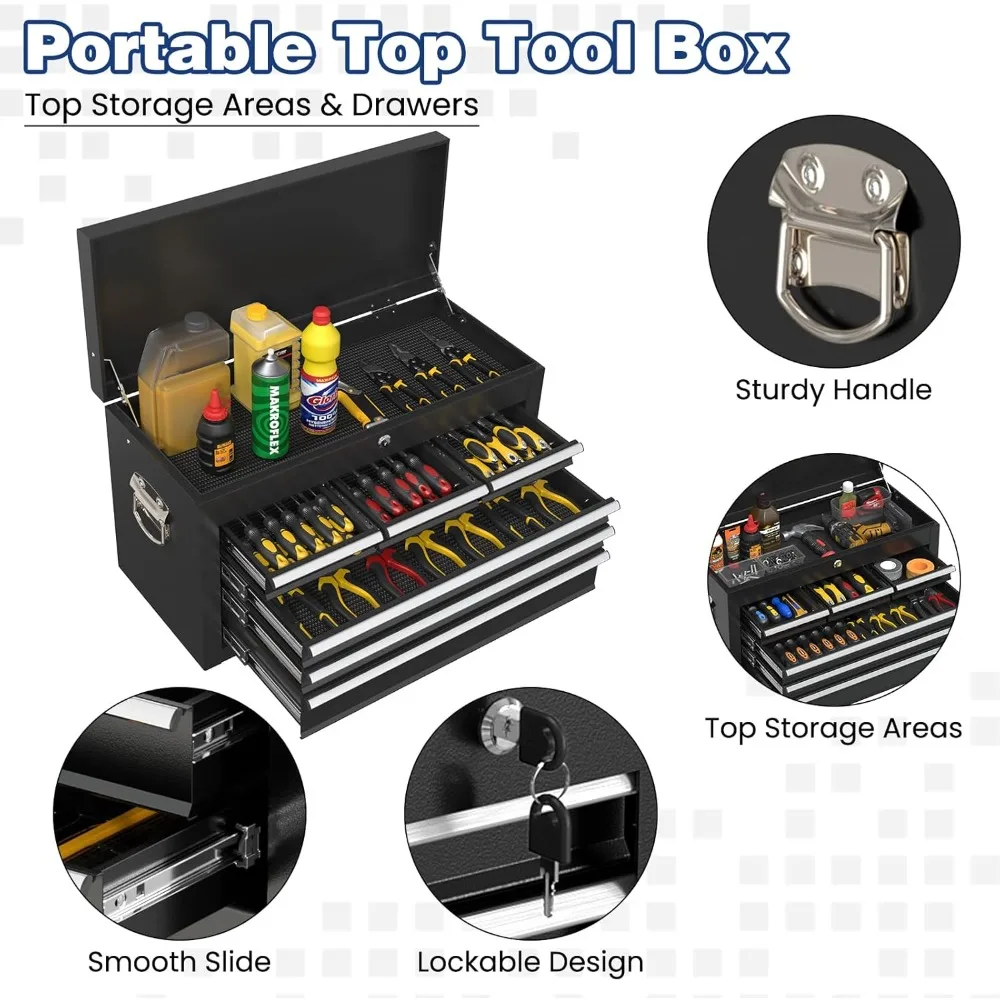 Boîte à outils roulante avec roulettes, coffre à outils haute capacité à 8 tiroirs avec roulettes, boîte à outils de rangement amovible avec serrure pour garage, Wor