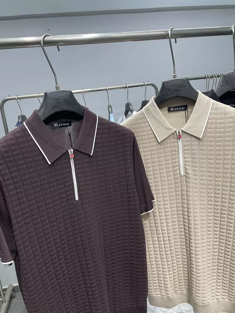Kiton Cotton Knitted Lapel Polo Shirt