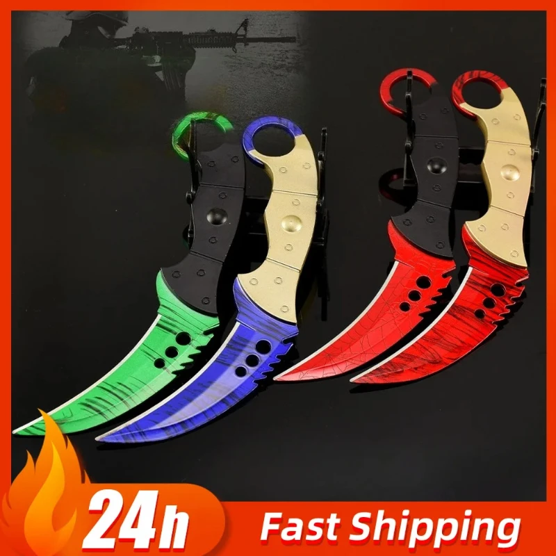 8.66in Go Game Peripheral Karambit Sapphire·Serrated Claw Knife Katana Sword Metal Model Samurai Training Toys Gift Craft