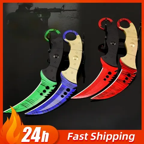 8.66in Go Game Peripheral Karambit Sapphire·Serrated Claw Knife Katana Sword Metal Weapon Model Samurai Training Toys Gift Craft