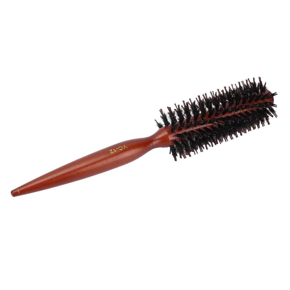 Pointed Tail Handle Round Styling Hair Brush Vertical Lines Composite Wood Round Barrel Brush Inclined Lines Round Shape