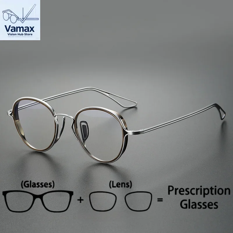 

Pure Titanium Oval Prescription Glasses for Men Anti Blue Light Optical Eyewear Anti Fatigue Myopia Reading Glasses