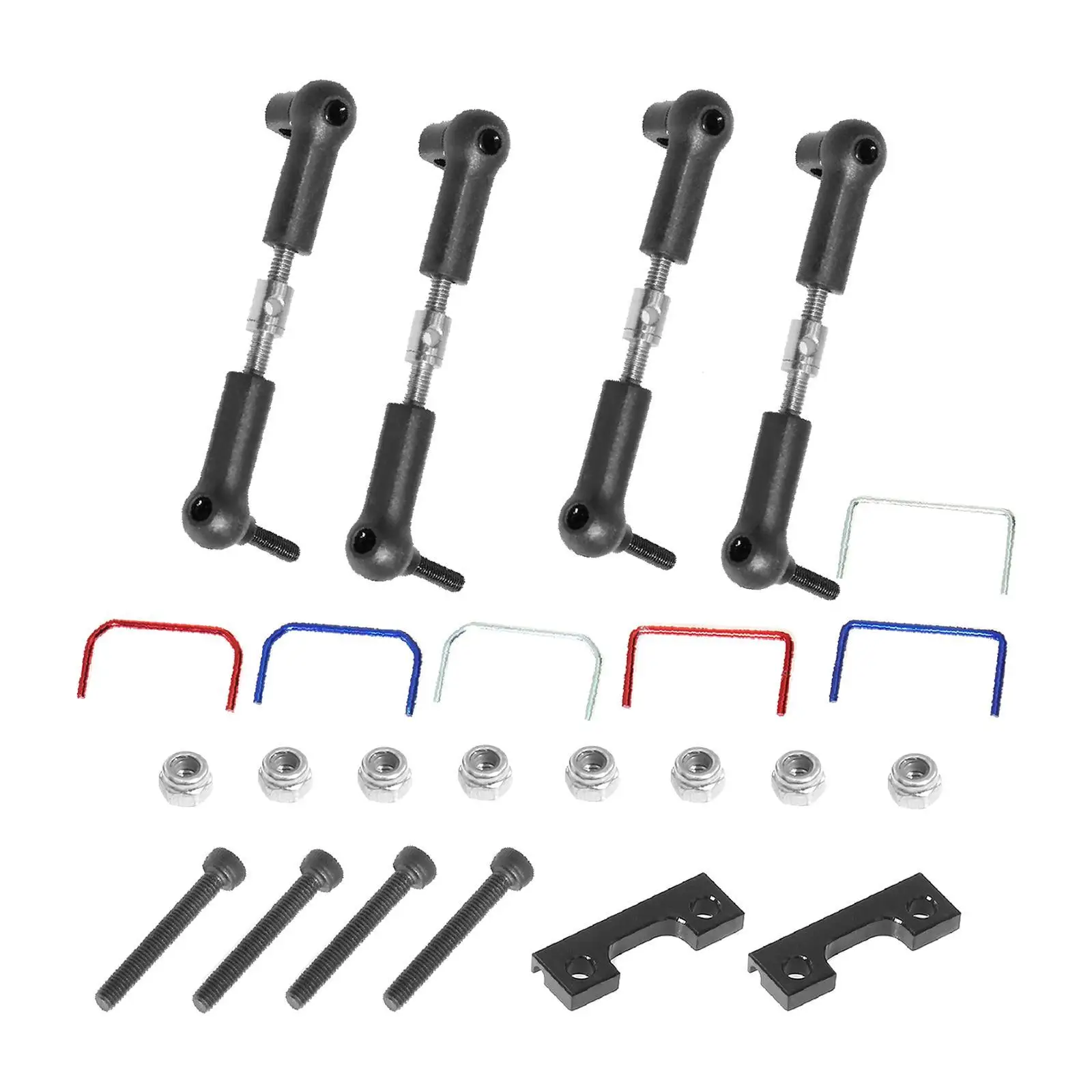 1/16 Front and Rear Sway Bar Kit,RC Spare Parts,Wide Sway Bar Stabilizer Set Front Rear RC Anti Sway Bar Kits for Crawler