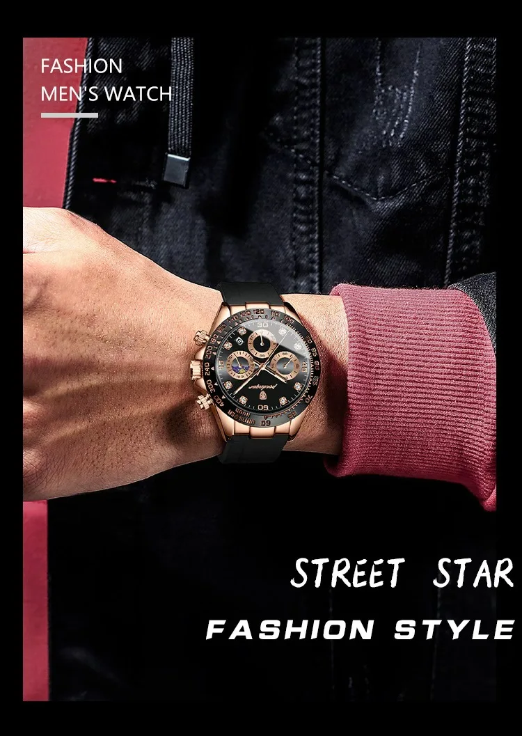 POEDAGAR Mode Luxus Männer Armbanduhr Chronograph Datum Hohe Qualität Quarz Mann Uhr Wasserdicht Leucht Militär männer Uhren – Detail 5