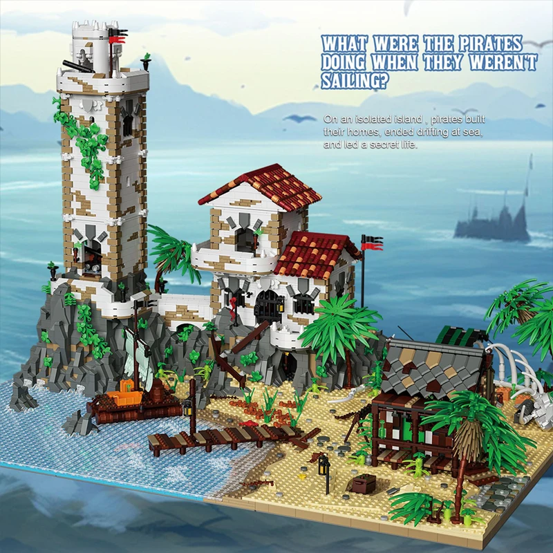 

8205pcs MOC Pirate Bay Building Blocks Assembling Medieval Architecture Bricks Model DIY Toys for Boys birthday Gift Set