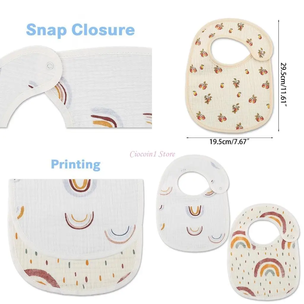 

Y1UB Baby Cotton Bib 2pcs Toddler Waterproof Saliva Towel Feeding Burp Cloth for Newborn Infant Girls Boys Baby Shower Gift