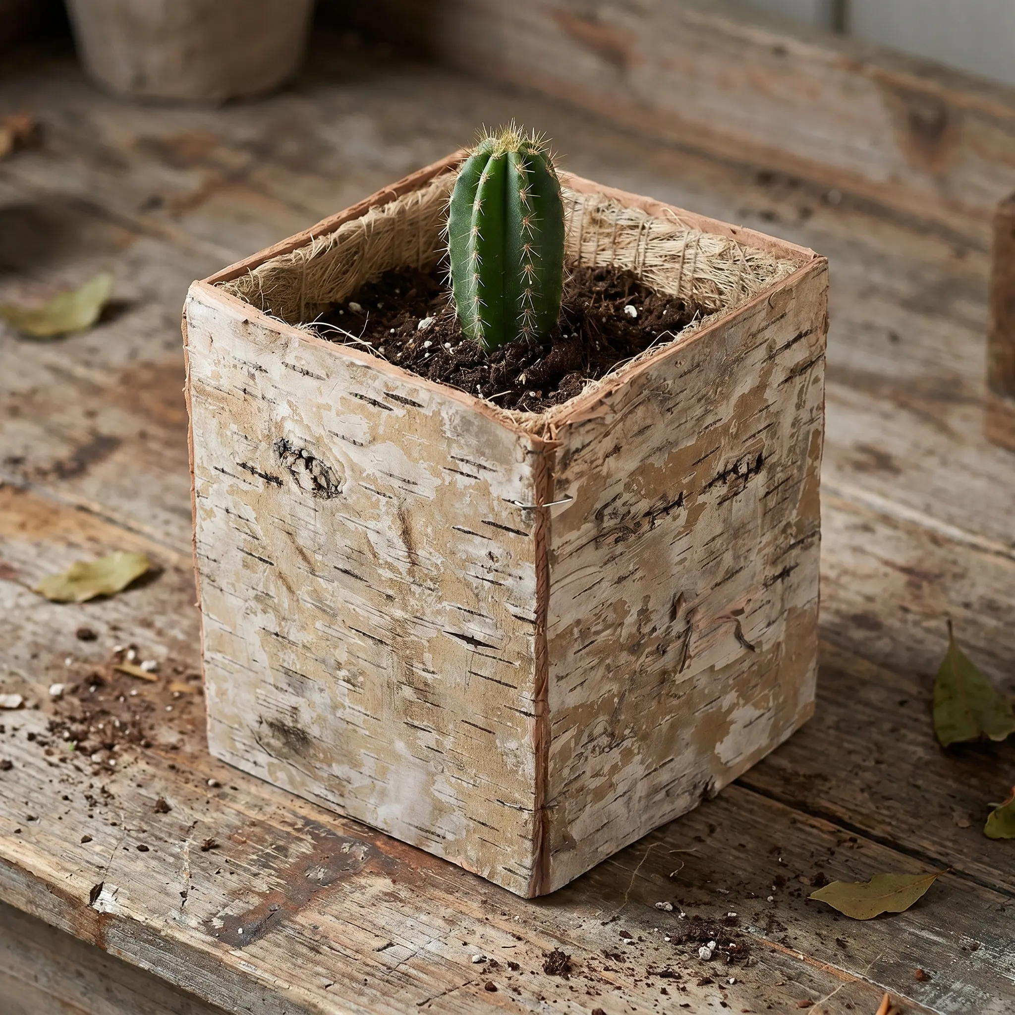 Natural Birch Bark Planter Rustic Wooden Flower Pot for Succulents Cactus Arrangements Living Room Decor Vintage Storage Basket