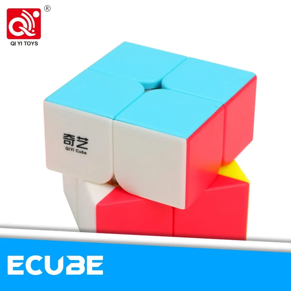 

[ECube] QiYi QiDi 2x2 Stickerless Black White Stickered Professional Speed Cube Beginner Educational Toys Cube Baby Kids Toys