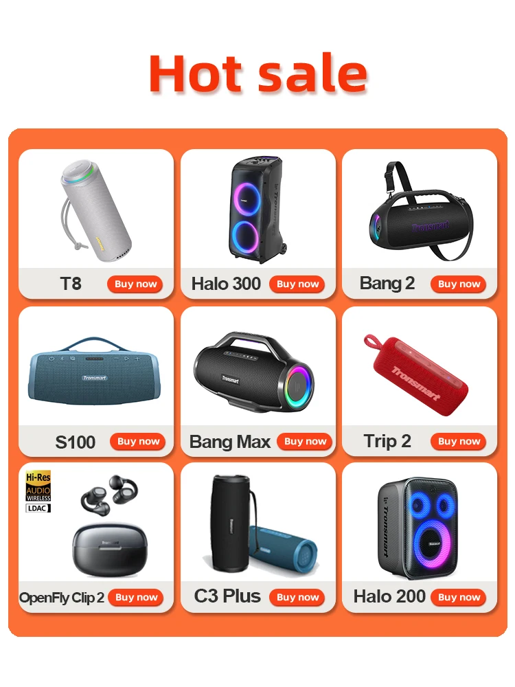Tronsmart Mirtune H1 Speaker Bluetooth Portable Speaker with Hook, IPX7 Waterproof, 20H Playtime, TWS, for Camping, Hiking