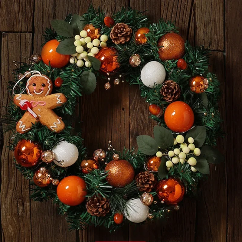 40cm Red Artificial Christmas Wreath Fake Pine Garland Bow Door Wall Hanging Xmas Party Hotel Window Decoration Ornament