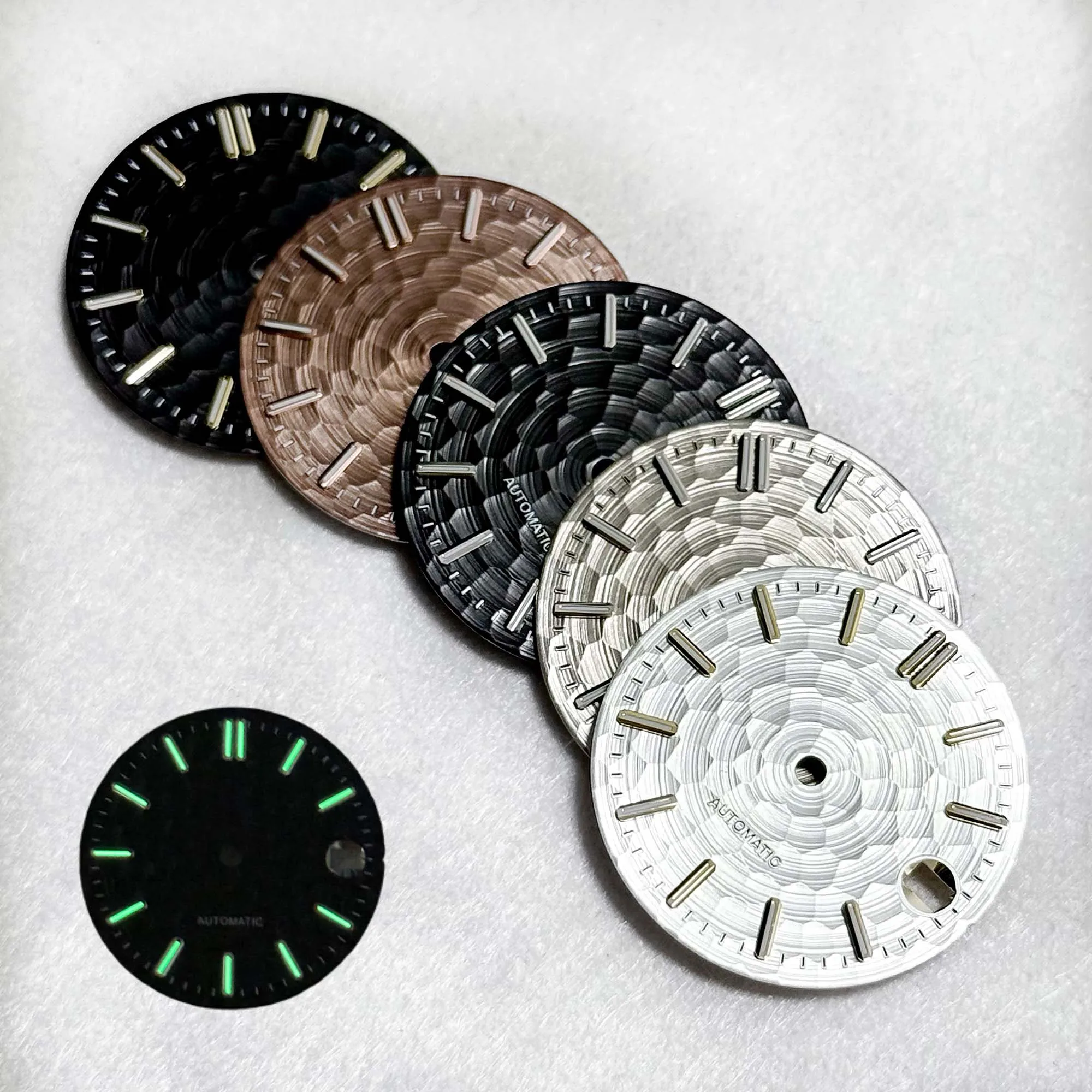 

28.5mm watch N H35 dial No logo dial Green luminous dial Suitable for N H35 movement Customized watch accessories