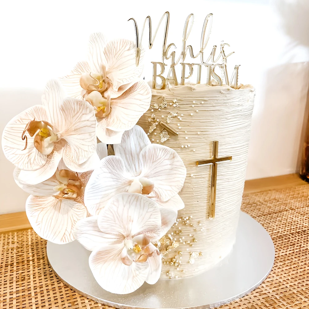Personalised Baptism Cake Topper with Custom Name and Cross, Christening Cake Topper