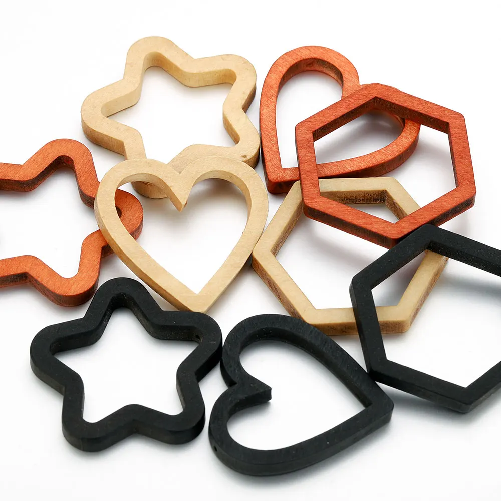 10 unidades de moldes de silicona con forma de corazón de madera y cuadrado, bases para colgantes con bisel, espacios en blanco para resina UV tipo camafeo, materiales para fabricación de joyas y pendientes DIY