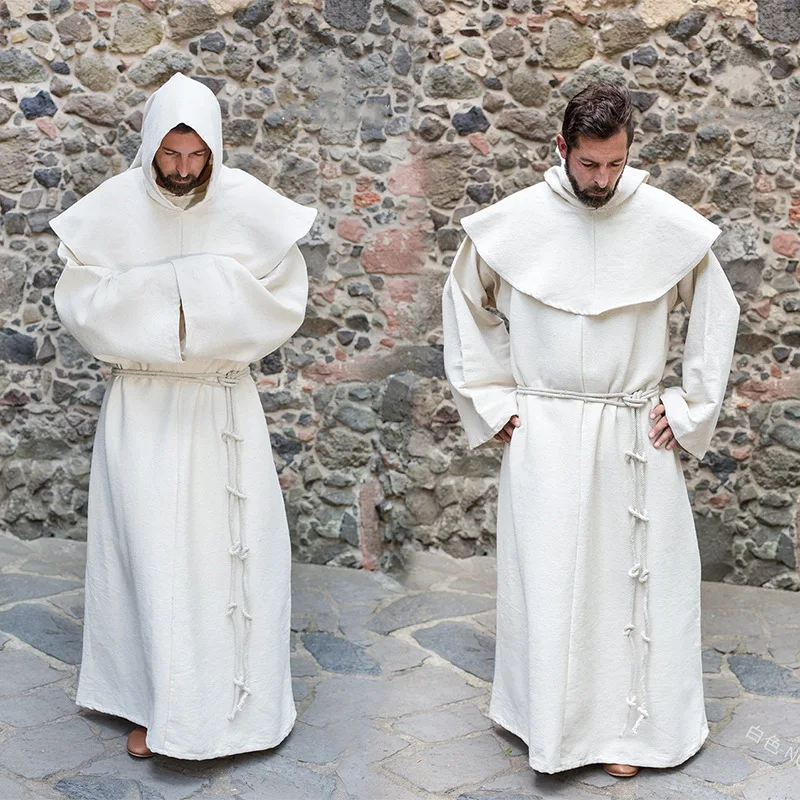 Renaissance Cosplay Mönchskutte Geistlichen-Schulterkleidung Brüderliche Religiöse Heiligen-Kostüm Herren Priester-Kappe Halloween-Party Übergrößen-Robe – Detail 2