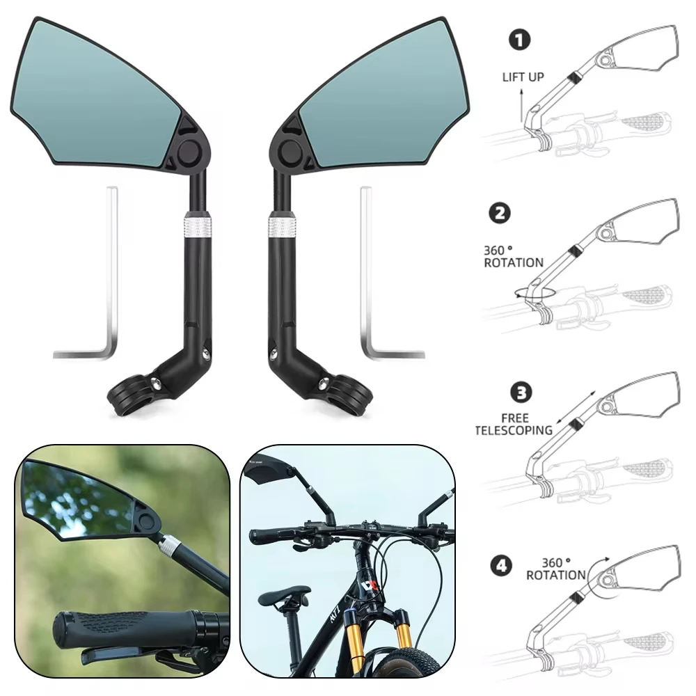 

ZOYOSPORTS 360° Adjustable Anti-Glare Bike E-BIKE Mirror – Foldable Rear View Handlebar Mirror for 20-23mm Handlebars, Ideal for