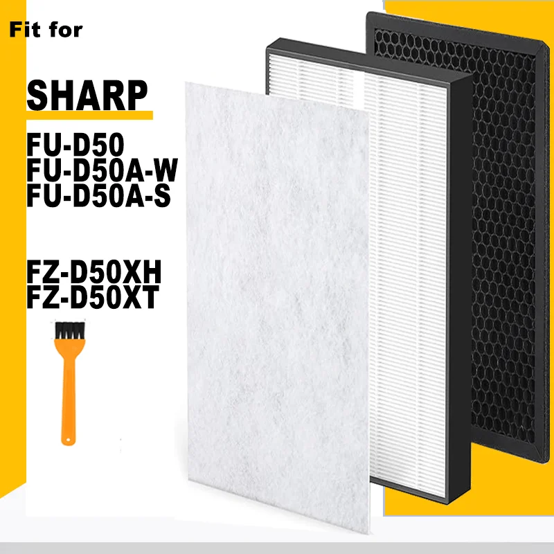 HEPA Filter FZ-D50XH and Deodorising Filter FZ-D50XT for Sharp Air Purifier FU-D50 FU-D50A-W FU-D50A-S