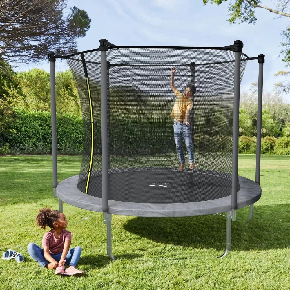 8 FT, 10 FT, 12 FT Trampoline for Kids, Trampoline with Enclosure Net, Recreational Outdoor Trampoline, ASTM Approved