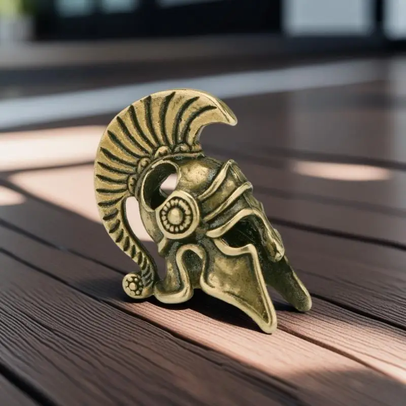 Spartan Helmet Pendant Exquisite Engraved Pattern Vintage Antique Finish For DIY Jewelry Making Keychain Decor Gift