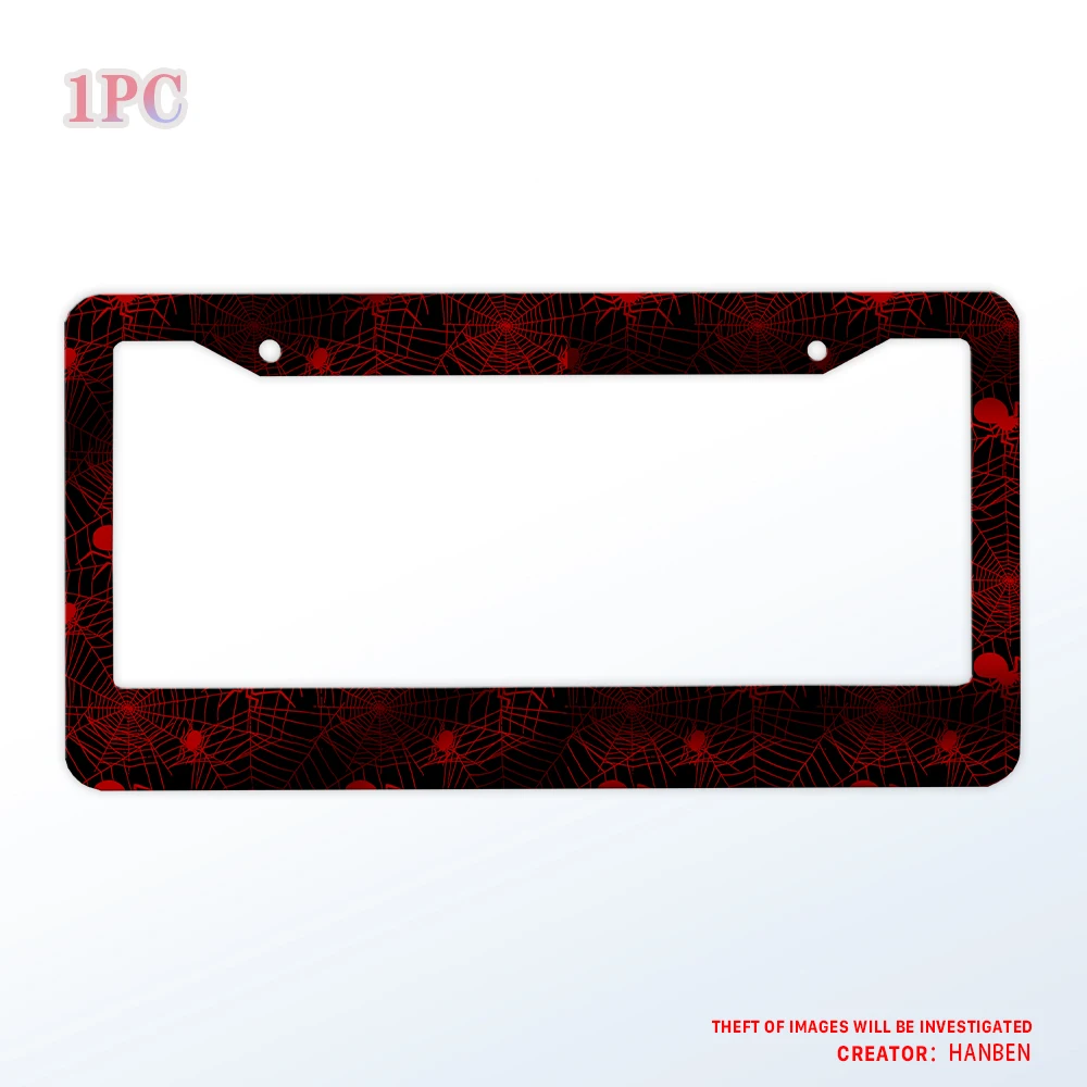 حامل لوحة ترخيص ويب العنكبوت الأحمر، حامل لوحة ترخيص رياضي غير لامع من الألومنيوم مناسب للمركبات الأمريكية مقاس 12 × 6 بوصة