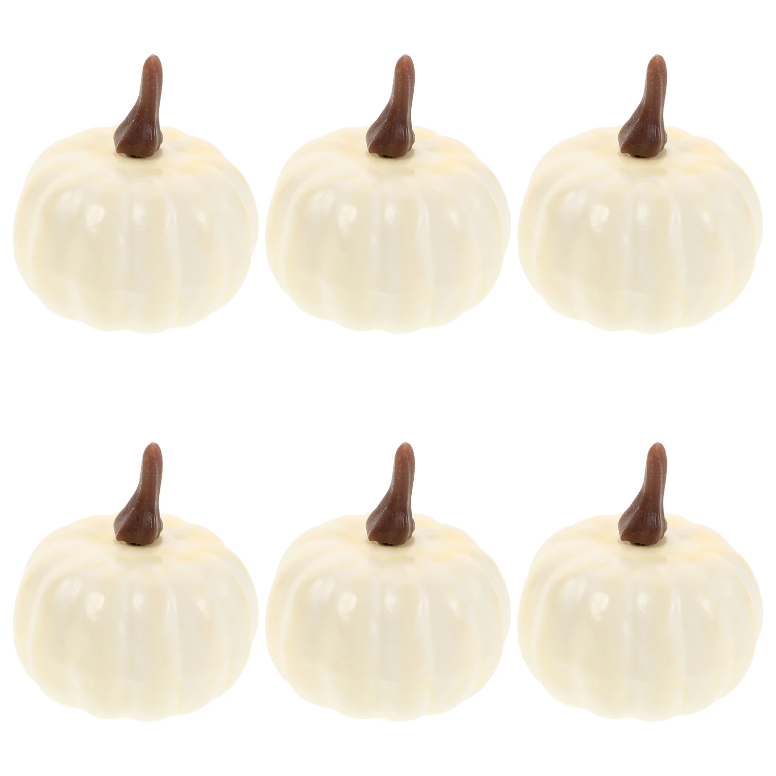 

6 Foam Pumpkins Simulation Artificial Decor Halloween Table Props White Fall Wedding Decorations Teaching Tool Lifelike