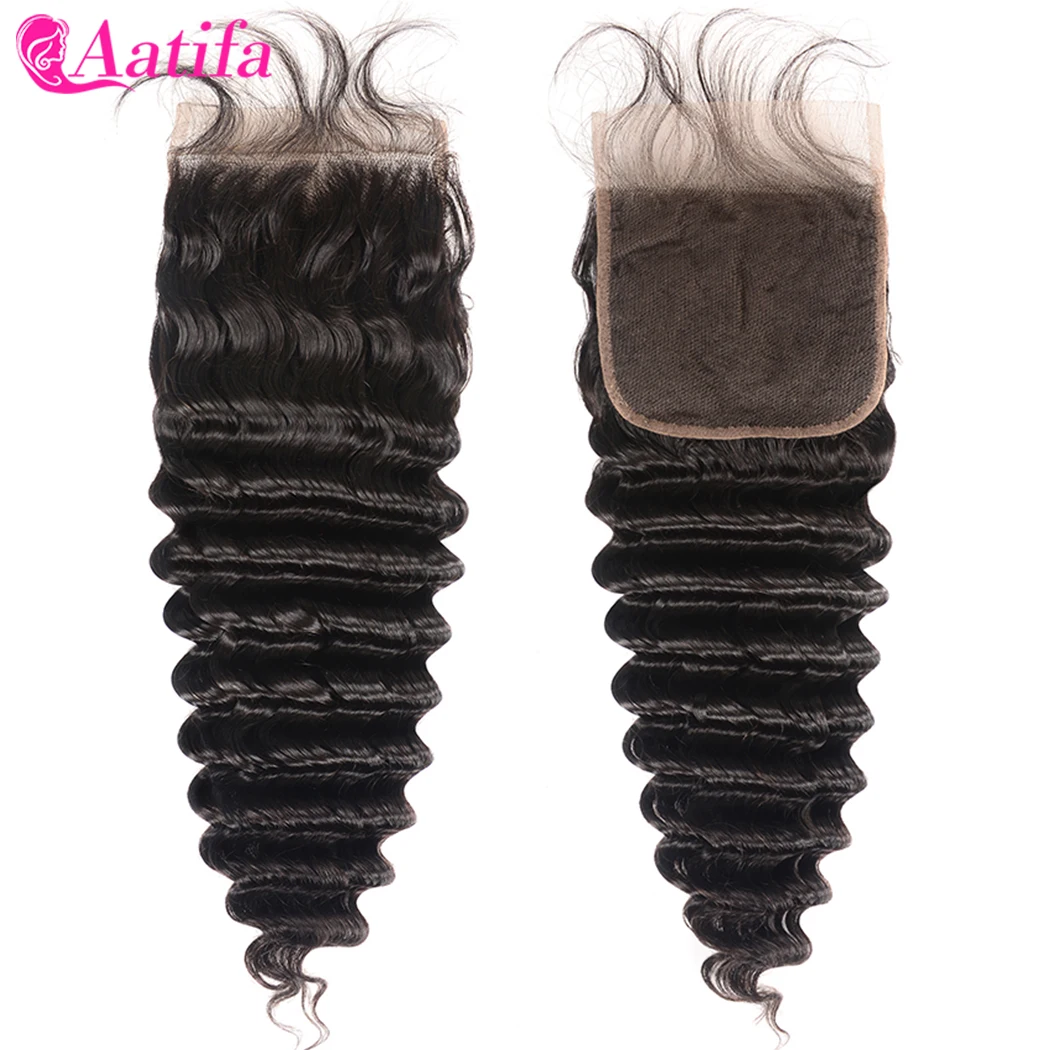 4x4 Lace Closure Brazilian Human Hair Closure Loose Deep Wave Pre Plucked Lace Frontal Lace Closure Hair Handmade Light Brown