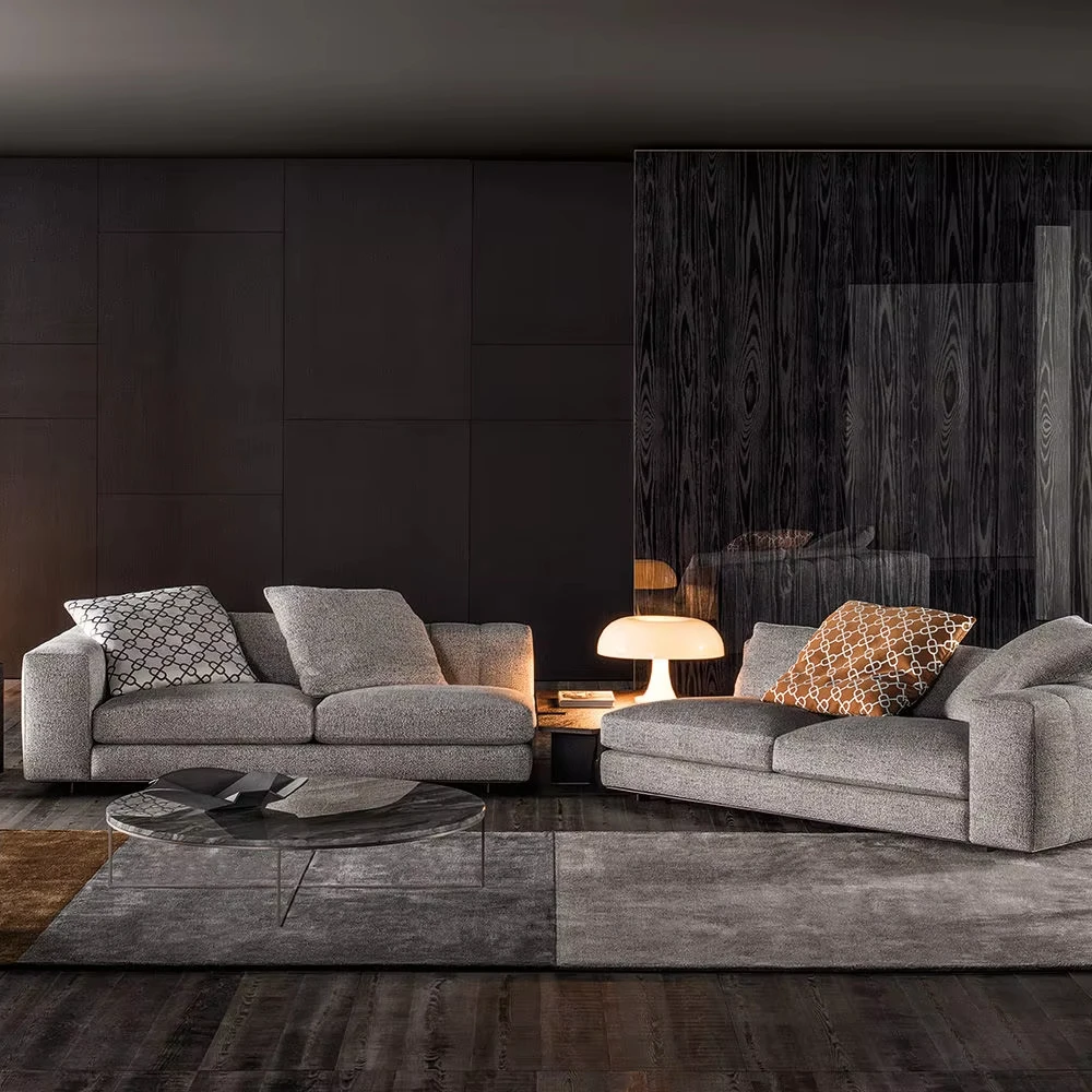 Leather fabric combination sofa set Modular sofa Modern Italian luxury living room furniture
