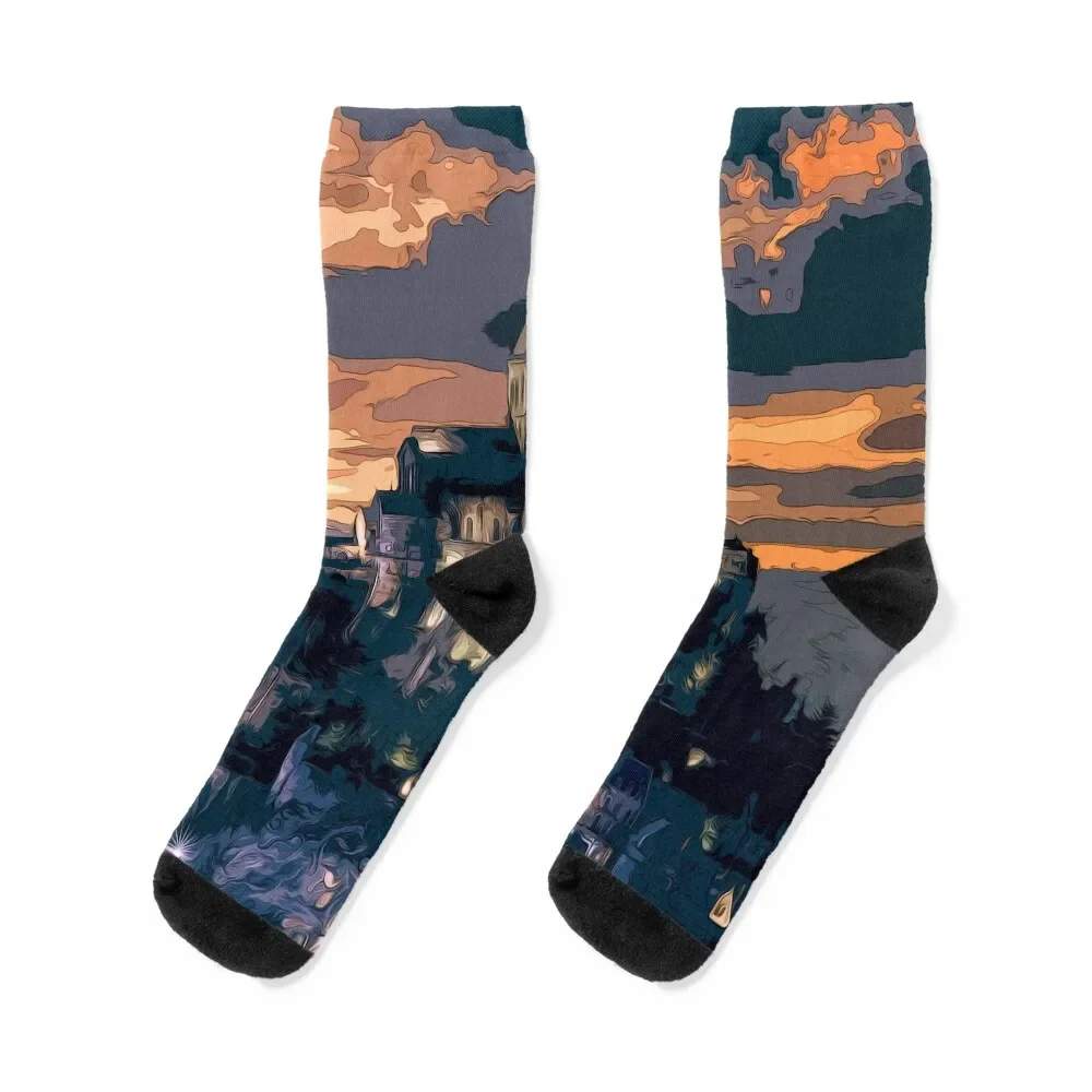 

Mont Saint Michel Socks men cotton high quality christmas gift essential Designer Man Socks Women's