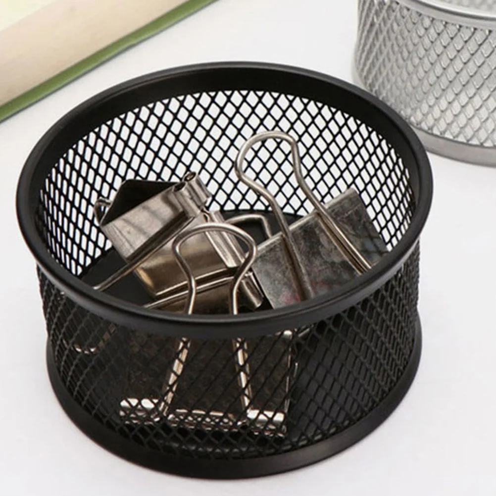3Pcs Desktop Clip Storage Rack Mesh Paper Clip Dispenser Iron Organizer for Home Office Black Paper Clips Holder
