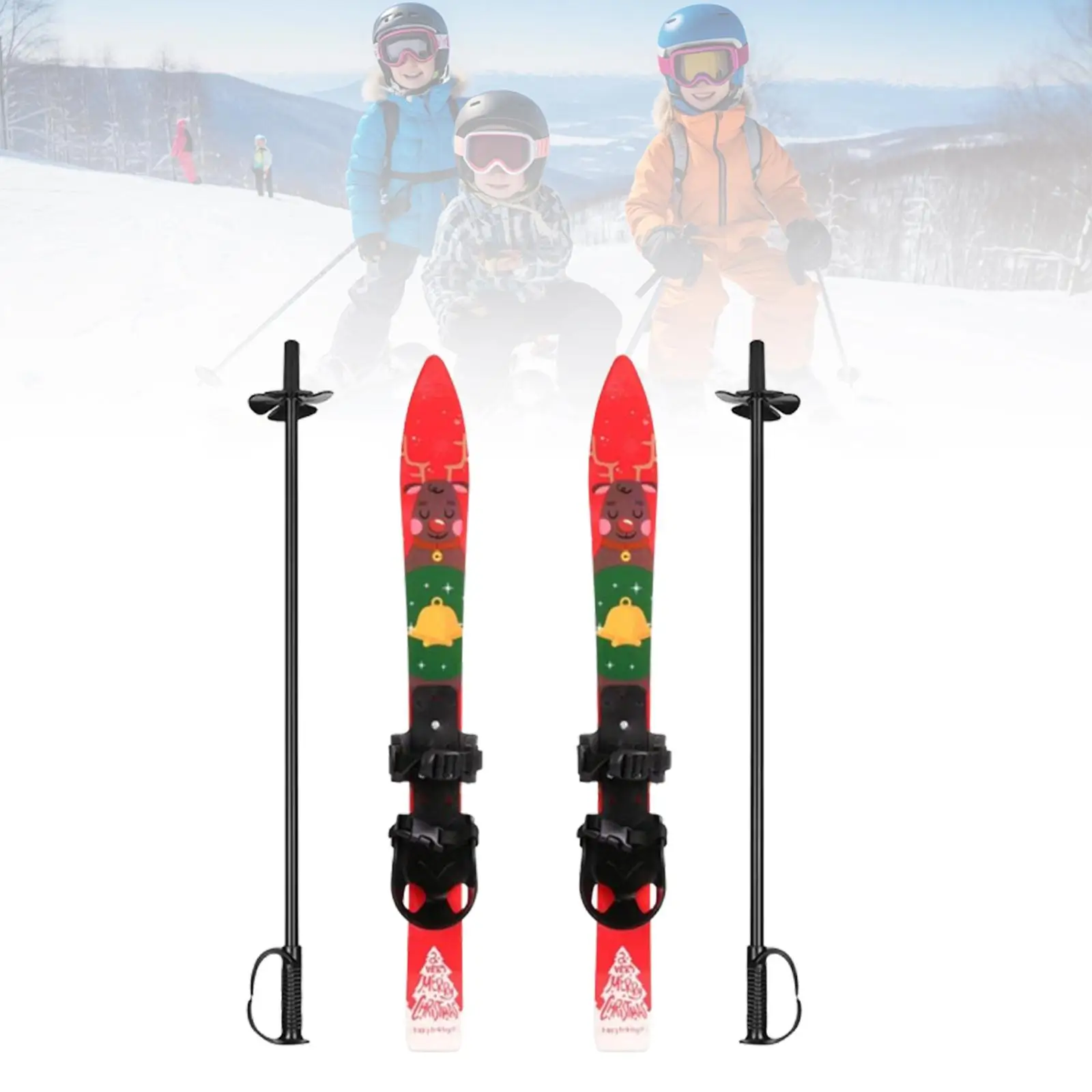 Short Skis for Snow Skiboards and Poles Snowboard Outdoor Snow Board Skiing Board for Aged 3-8 Years Old Children Skiblades Short Skis for Snow Skiboards and Poles Snowboard Outdoor Snow Board Skiing Board for Aged 3-8 Years Old Children Skiblades
