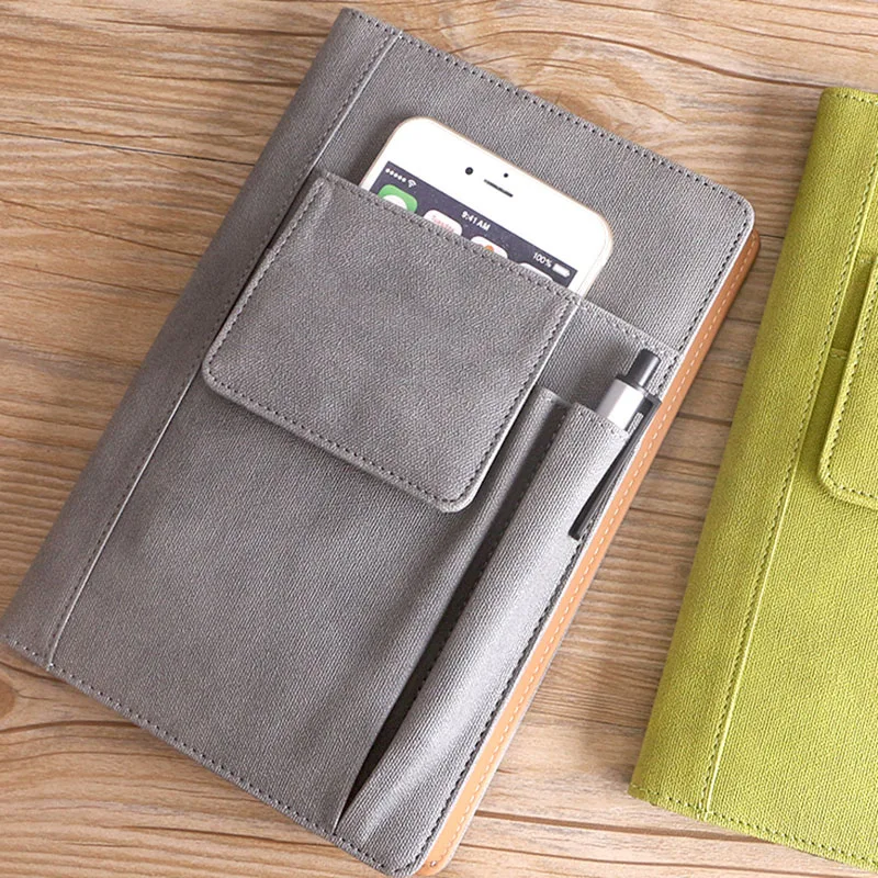 A5 Diary Notebook Multi Pocket Storage Portable Business Soft Leather Notebook Agenda Memo Student Writing Paper Office Gift 100