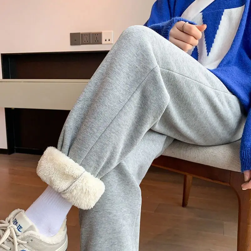Invisible Open Crotch Outdoor Sex Women Pants Sweatpants Winter Warm New Fleece Cashmere Thicken Loose Velvet Casual Trousers