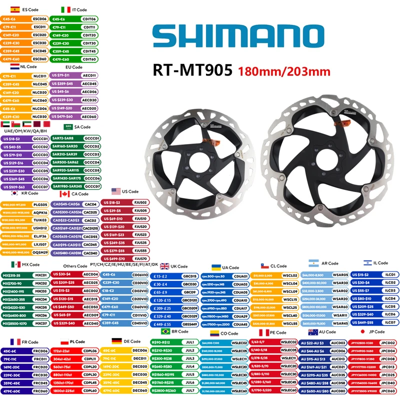 Shimano XTR RT-MT905 6-Screw Disc Brake Rotor ICE TECHNOLOGIES FREEZA 203mm/180mm For MTB Mountain Bike Original Shimano Parts