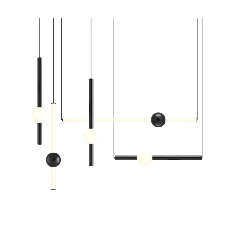 북유럽 디자이너 스타일 레스토랑 샹들리에 아트 크리에이티브 라인 라이트 샘플 룸, 긴 스트립 식탁 바 테이블 펜던트 램프