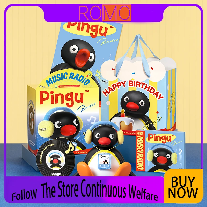 

Martube New Pingu Listening To Music Shaking Head Speaker Portable Mini Bluetooth Speaker Desktop Decorative Birthday Kids Gift