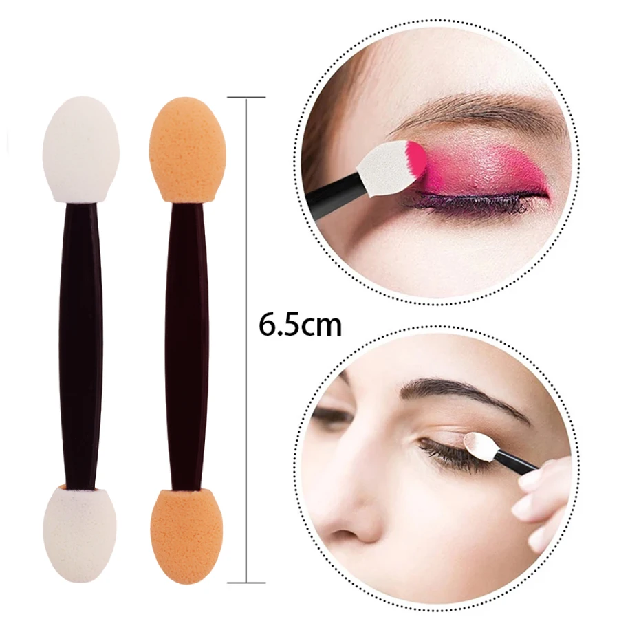 50/100Pcs/ Bag Small Portable Eyeshadow Applicators In Bulk Double Sponge Eye Shadow Brush Makeup Mini Tools Wholesale