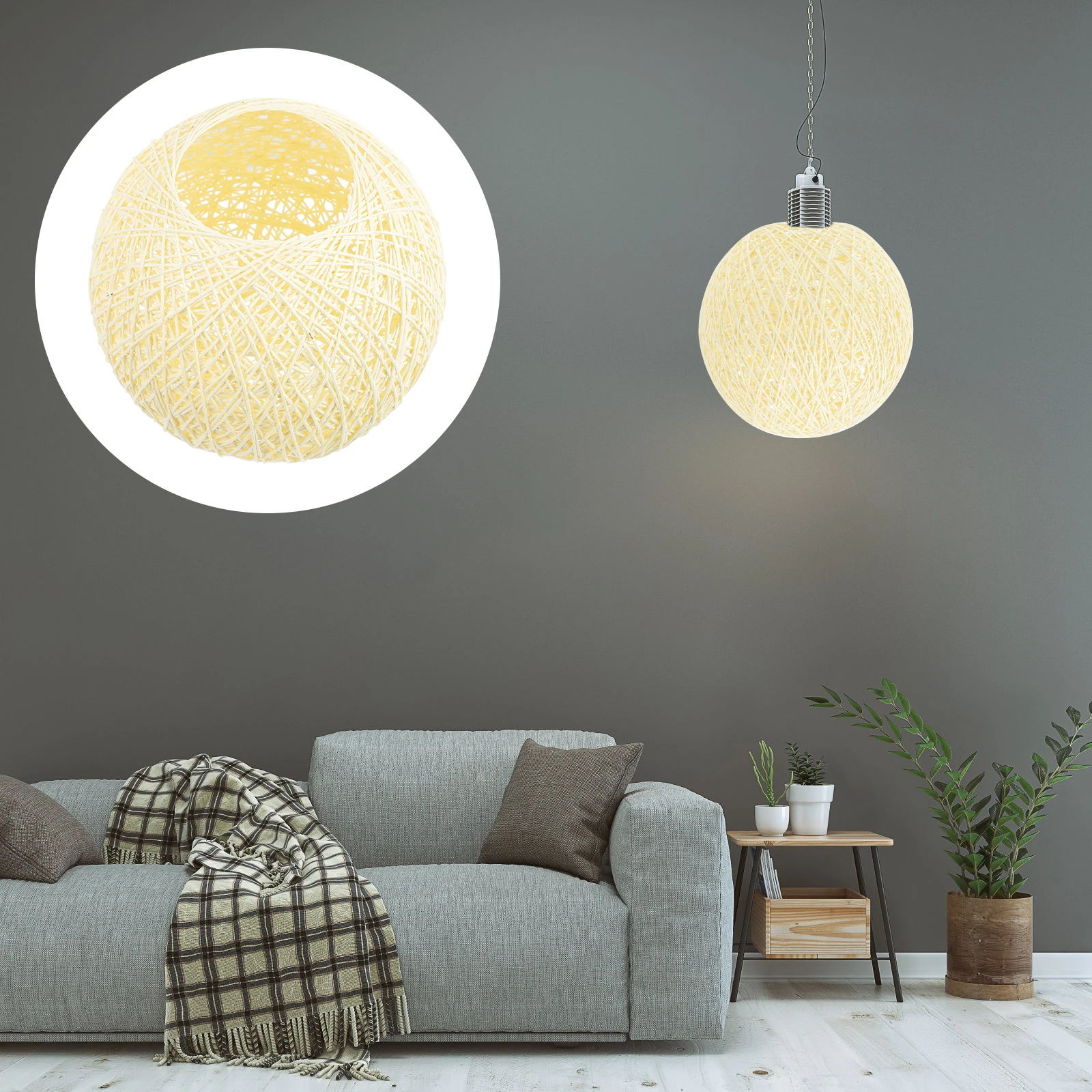 

Woven Lampshade 20cm Beige Protective Dust Cover Decorative C Holder Ceiling Lamp chimney Lighting Accessory