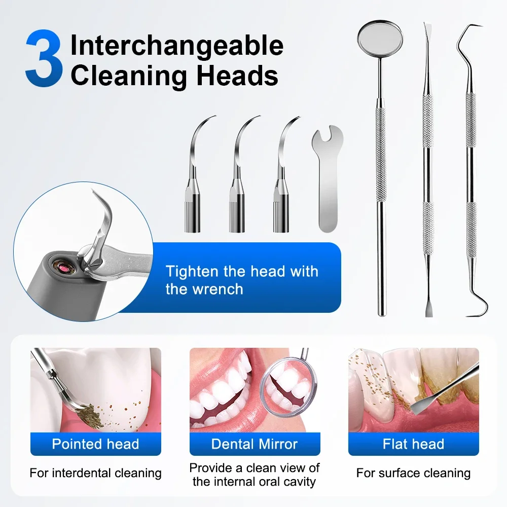 Visible Ultrasonic Dental Scaler Tartar Remover 5 Modes With LED Light Household Teeth Cleaning Tools Dental Cleaner Oral Care image 5