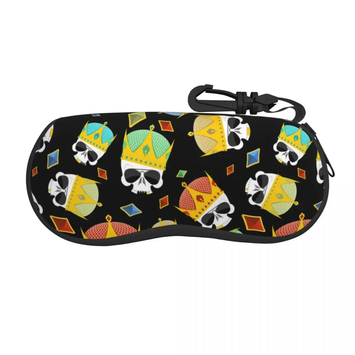 Portable Eyewear Case Cover Crown Skull Sunglasses Soft Glasses Box With Lanyard Zipper Eyeglass Protector