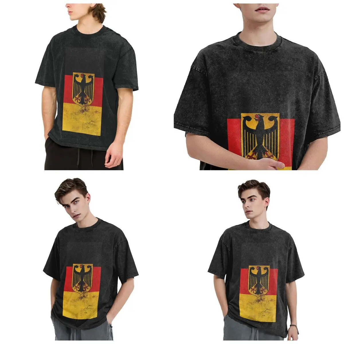 German DK Reich Empire Of Flag Hip Hop Short Sleeve T-Shirts Washed Tops Tees Streetwear T Shirt Vintage for Men woman