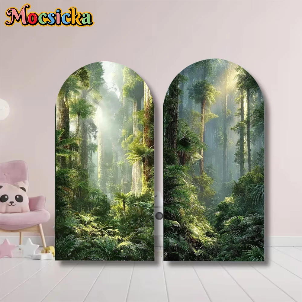 

Mocsicka Green Forest Tree Arch Cover Backdrop Baby Shower Birthday Wedding Arched Background Natural Scenery Decor Studio Props