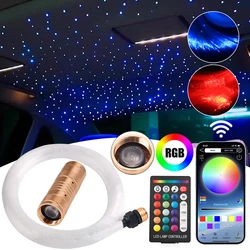 LED Light Engine 12V APP 16W RGBW LED Fiber Optic Light Kit With 400/500PCS PMMA Fiber Optic Cable For Car Home Star Starry Sky