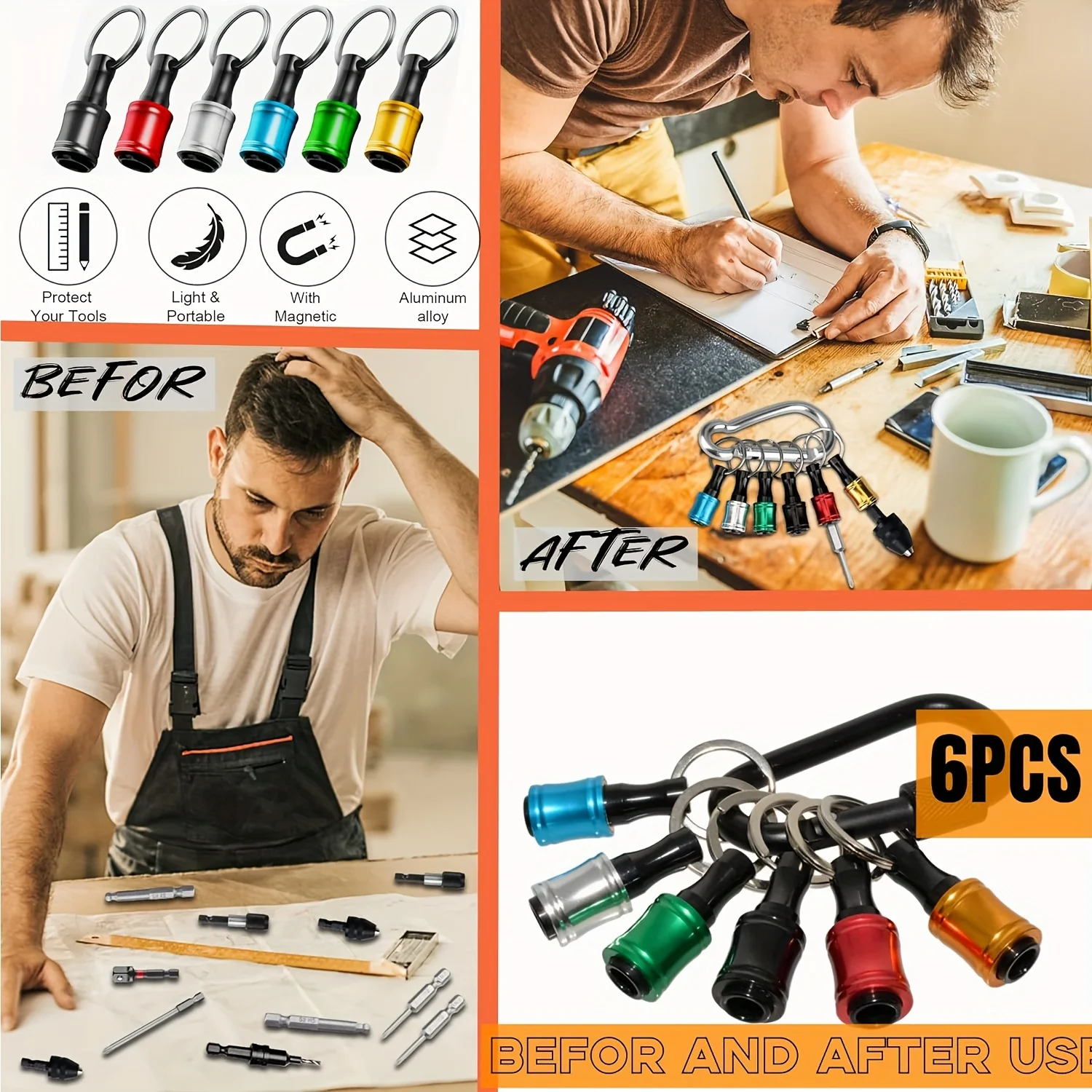 Juego de destornilladores con mango hexagonal, accesorios de almacenamiento.